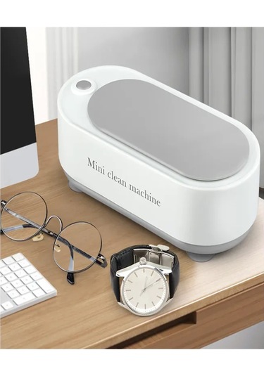 Springsun Ev Tipi Portatif Ultrasonik Mücevher Temizleyici - Gözlük, Saat İçin Yüksek Frekans Beyaz
