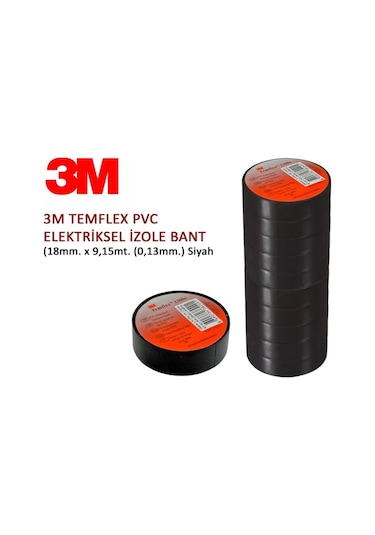 Izole Bant - Elektrik Bandı - Siyah Bant - Tesisat Bantı - 10 Adet