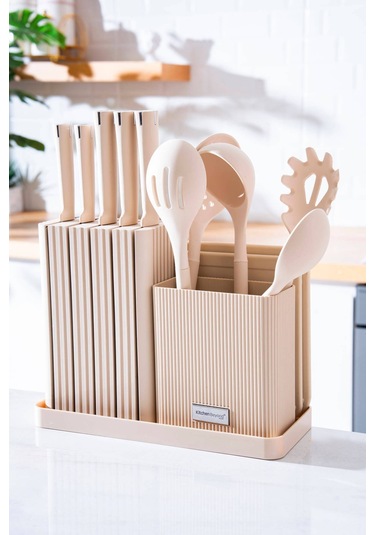 Cooper 14 Parça Standlı Kesme Tahtası Servis Ve Bıçak Seti Diğer