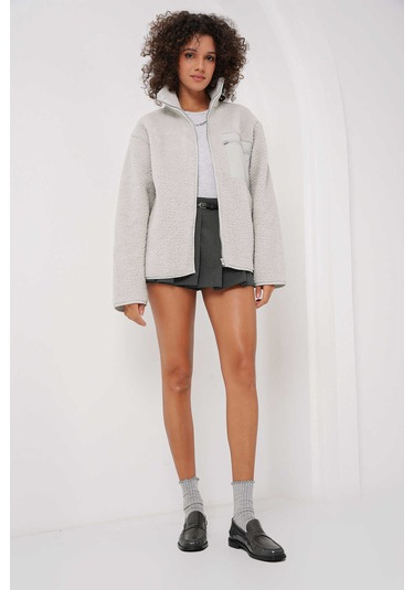 Gabria Fermuarlı Tek Cep Hırka Taş