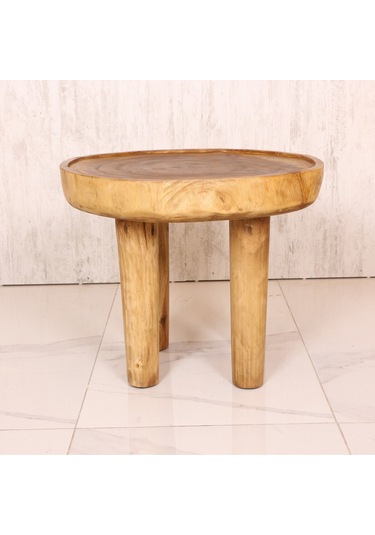 Doğal Teak Ağacı Sehpa 65x55 Cm Bej