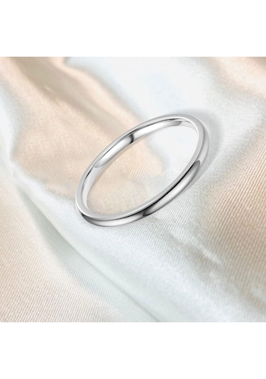 2mm Sterling Yüksek Cilalı Kubbeye Dayanıklı Konforlu Alyans 9 Gümüş