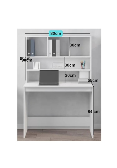 Çalışma Masası Kıtaplıklı 1 Beyaz