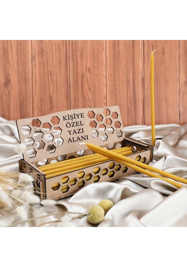 Kişiye Özel Yazı Alanıyla El Yapımı Bal Mumu Seti