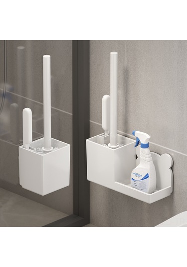 Yuntech01 Duvar Takılı Tuvalet Fırçası Tutucu - Delme Yok Kurulum, Sıfır Açıklık Temizleme, Plastik Materyal, Gri Renk, Tekli Paket Diğer