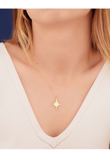 Dkmn Gümüş Kutup Yıldızı Sembol 925 Ayar Gümüş Kolye