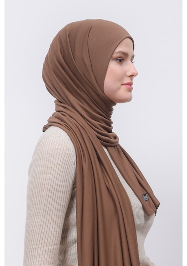 Altobeh Tesettür Kadın Düz Renk Penye Şal Hijab - Koyu Çikolata