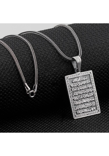 925 Ayar Gümüş Ayetel Kursi Erkek Kolye 554141379