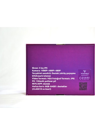 Vrpro Araç İçi Yol Kayıt 3 Kameralı 1080p Wıfi-app