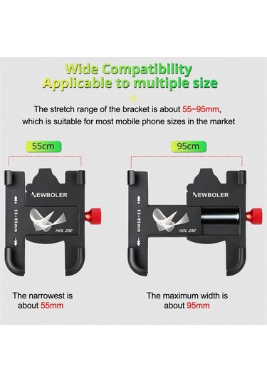 Promend Sjj-297b Gidon Standı Modeli Bisiklet Telefon Tutucu Evrensel Alüminyum Alaşımlı Elektrikli Bisiklet Dağı Siyah