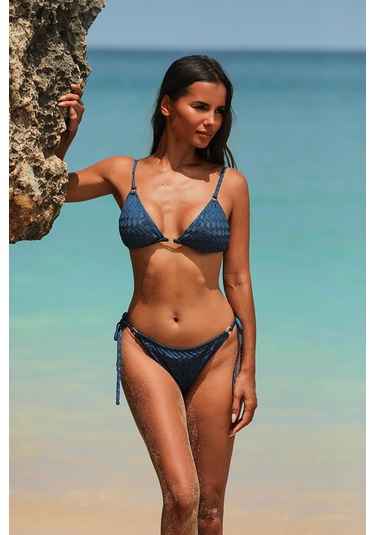 Olympos Petrol Mavisi Dolgusuz Üçgen Bikini Takım Petrol Mavisi