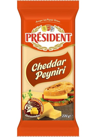 President Cheddar Peyniri 220 G X 6 Adet Yoğun Aromalı Dilimlenebilir Peynir