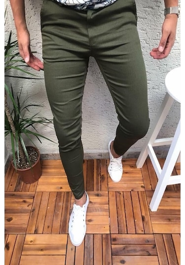 Oksit Zoom 108 Desenli Slim Fit Likralı Keten Pantolon