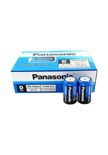 Panasonic R20Be/2Ps General Purpose Çinko Karbon Büyük Boy D Pil 24'lü
