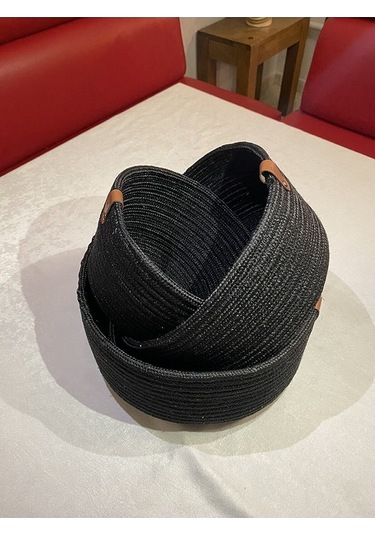 3lü Jüt Hasır Sepet Takımı ,el Dokuma, Çok Amaçlı Sepet, Banyo Ve Mutfak Organizeri Siyah