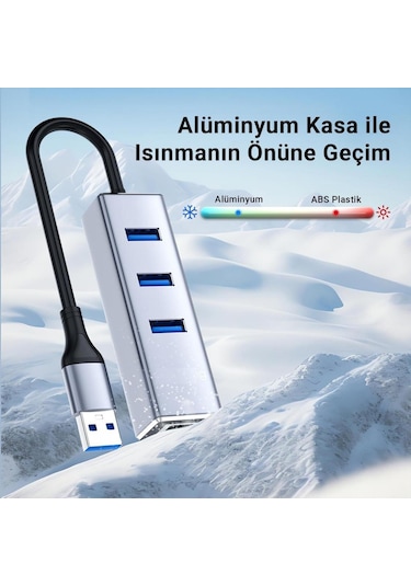 Alfalink Al-u222 10/100/1000mbps Type-c & Usb 3.0 Ethernet & Usb Hub Adaptör