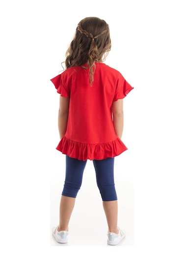 Denokids Yaramaz Kedi Kız T-Shirt Tayt Takım Çok Renkli