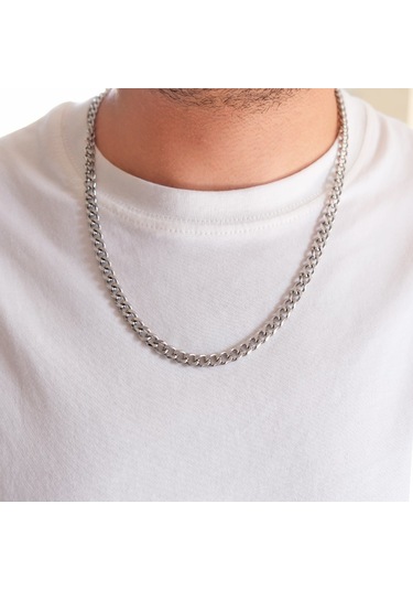 Ferizz 316l Çelik Samanyolu Unisex Zincir Kolye 60 Cm Zn-295 Beyaz