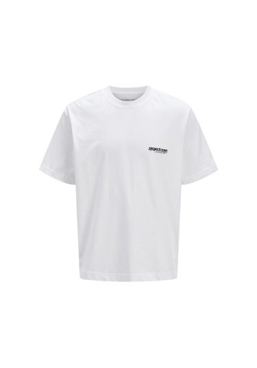 Jack & Jones Erkek Gögüs Ve Sirt Baskili Tişört - Union - 12273442 Bright White