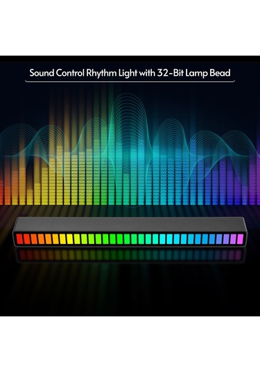 Shineyee 3'lü Rgb Sesli Ritim Lambası - 18 Renk Modu, Akıllı Gürültü Azaltma, 4 Seviye Parlaklık Ve 5 Seviye Hız Ayarı - Siyah Type-c Usb Işık 32 Led