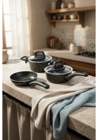 Bernardo Sakura 5 Parça Tencere Seti Gri Açık Gri