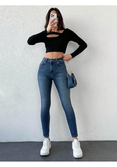 Kadın Skinny Denim Pantolon Mavi