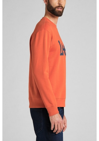 Regular Fit Normal Kesim %100 Pamuk Sıfır Yaka Sweatshirt Turuncu