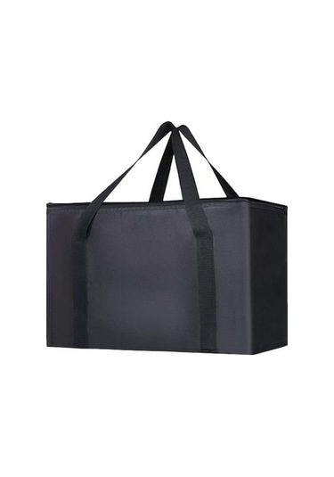 Novahub Büyük Yalıtımlı Piknik Çantası Fermuarlı Öğle Yemeği Çantası Yeniden Kullanılabilir Market Taşıma Çantası Kamp Piknik Seyahat İçin İçecek Soğutucu Çanta Siyah Siyah