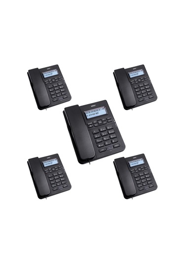 5 Adet Siyah Karel TM145 Masaüstü Ofis Telefon Seti