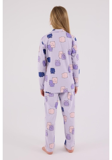 Rolypoly Kız Çocuk Gömlek Pijama Lila-1759 Lila