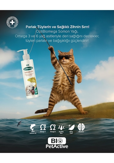 Bio Petactive Optibiomega Salmon Oil Omega 3 ve Omega 6 Köpek Balık Yağı 250 ML
