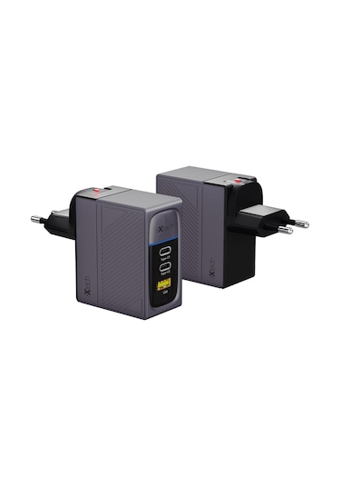 Ixtech Ix-hc5 100w Type-c Ve Usb Üç Portlu Seyahat Tipi Evrensel Hızlı Şarj Adaptörü
