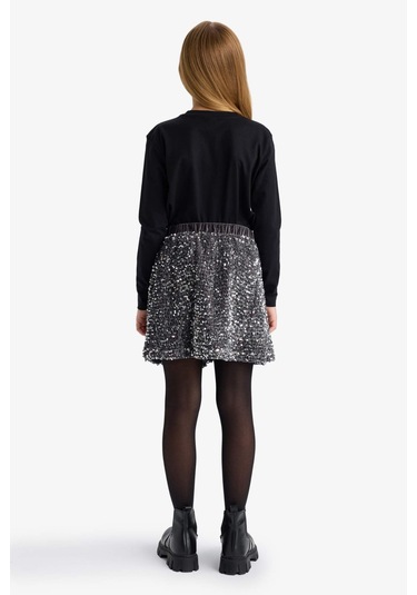 Defacto Kız Çocuk Payetli Etek D5240a825wngr449 Gri-gr449