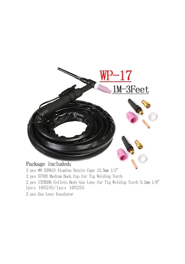 Xurunkeji Wp17 150a Tıg Torç 1m Tam Esnek Kafa Hava Soğutmalı W Sarf Malzemeleri