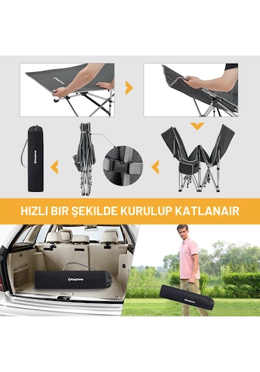 Kingcamp Willow Ultra Katlanır Kampet Portatif Kamp Yatağı Grey Gri