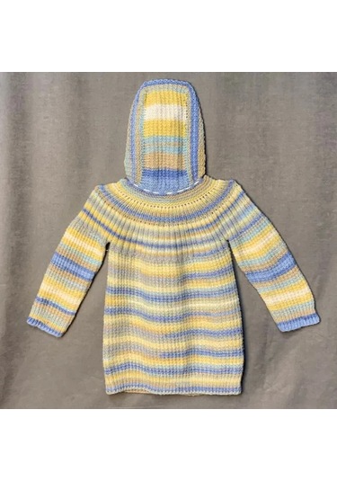 Uretti - Tuğba 9352 - El Örgüsü Kapüşonlu Renkli Erkek Çocuk Hırka - 5 Yaş Çok Renkli