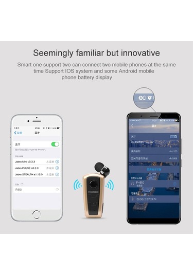Fineblue F910 Csr4.1 Geri Çekilebilir Kablo Arayan Titreşim Hatırlatma Hırsızlığa Karşı Bluetooth Kulaklık Beyaz