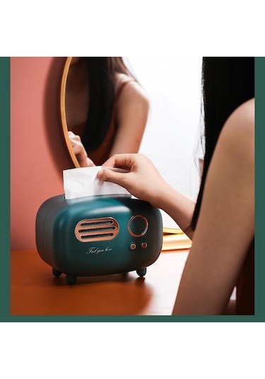 Pembe 1 Adet Yaratıcı Radyo Şekli Doku Kutusu, Oturma Odası, Lüks Retro Ev, Restoran Dekorasyon Kağıt Kutusu Hmm