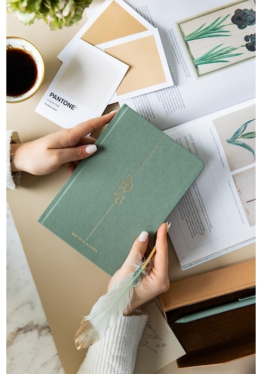 2026 A5 Keten Haftalık Ajanda 12 Aylık Yeşil Yeşil