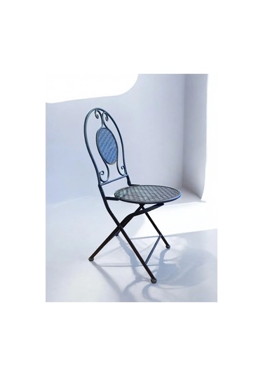 Ferforje Metal Açılır Katlanır Sandalye Bahçe Balkon Mutfak Sandalyesi Siyah 1 Adet Siyah