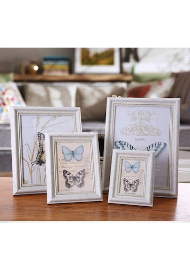 Beyaz 1 Adet Avrupa Tarzı Reçine Fotoğraf Çerçevesi Dikdörtgen Resim Çerçeveleri Oturma Odası Masa Üstü Süsleme Ev Dekorasyon Square 9.9cm X 9.9cm