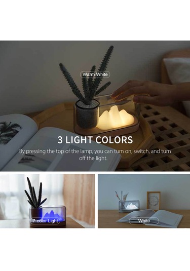 Kosona Kırmızı Pembe Dağ Şekilli Usb Şarjlı Led Gece Lambası - 3 Renk Seçeneği, Yumuşak Işık, 12 Saat Kullanim Süresi, Çocuk Odası Dekoru