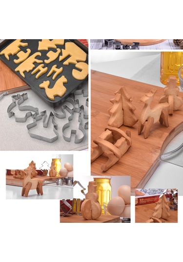 Shineyee 18 Parça Noel Pembeği Kalıbı Seti - Paslanmaz Çelik 3d Ev, Kar Tanrısı, Ağaç Şekilleri - Hamur, Bisküvi, Çikolata İçin Dıy Fırın Malzemesi Diğer