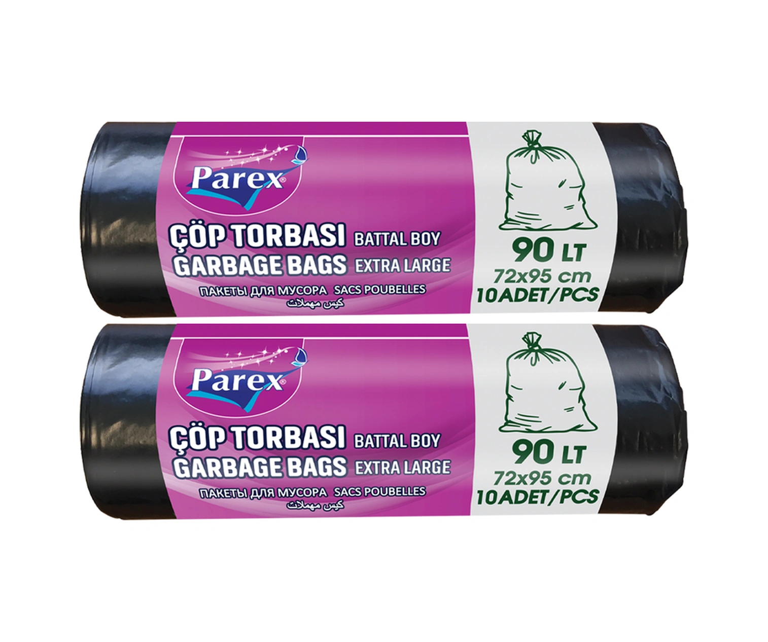Professional 10'lu Çöp Torbası Battal Boy 72 X 95 Cm İkili Paket