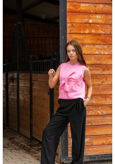 Verdeblanco Fiyonk Detaylı Süveter Pembe Pembe