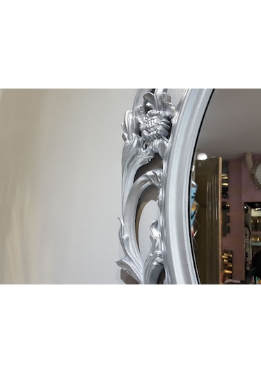 Ayna Denizi Vintage Taç Model Gümüş Renk Dekoratif Ayna Gümüş