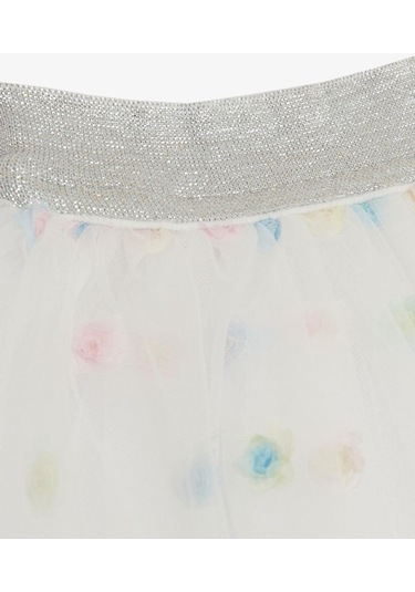 Breeze Kız Çocuk Tütü Etek Renkli Çiçek İşlemeli 4-8 Yaş, Beyaz-beyaz Beyaz