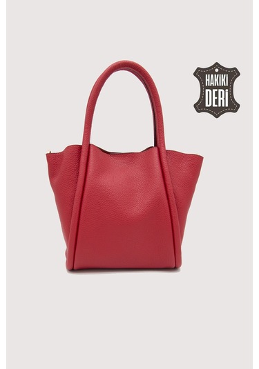 Hakiki Deri Kadın Organizerlı El Çantası Kırmızı Smr9206 Kırmızı