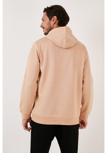 Buratti Regular Fit Kapüşonlu Kanguru Cepli Içi Tüylü Yumuşak Şardonlu Erkek Sweat 5905281 Kum