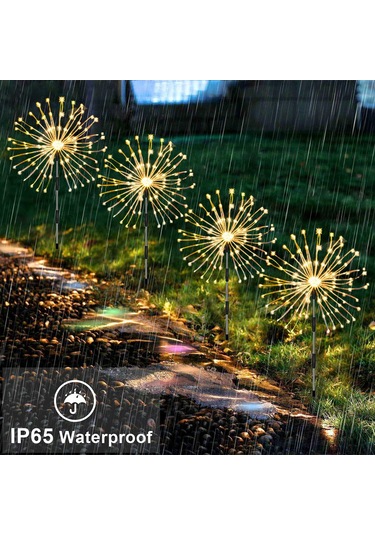 Güneş Enerjili Işıklar Bakır Tel Yıldız Yağmuru Havai Beyaz L5967w-5 Beyaz